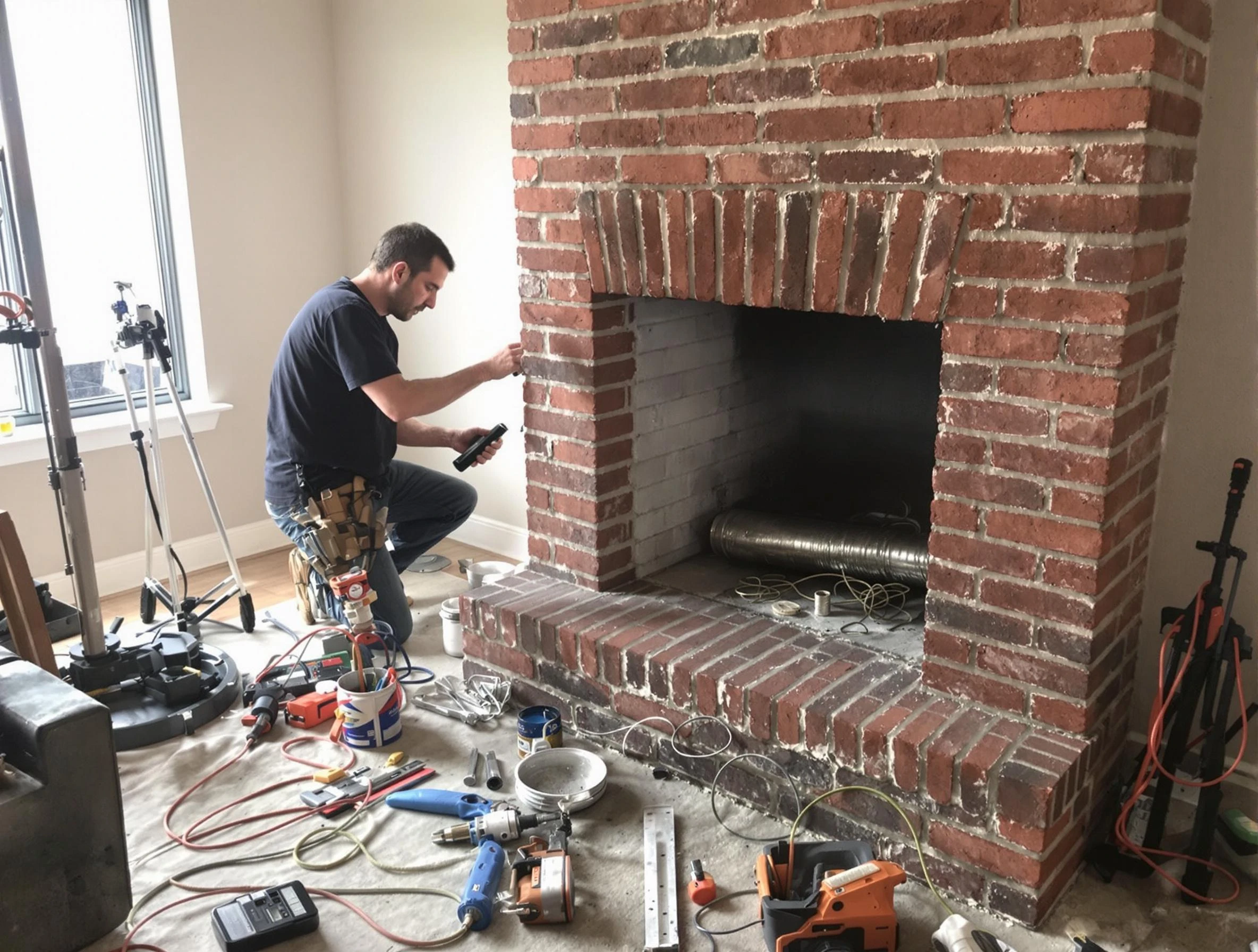 North Brunswick Chimney Sweep specialist finalizing chimney liner service in North Brunswick, NJ